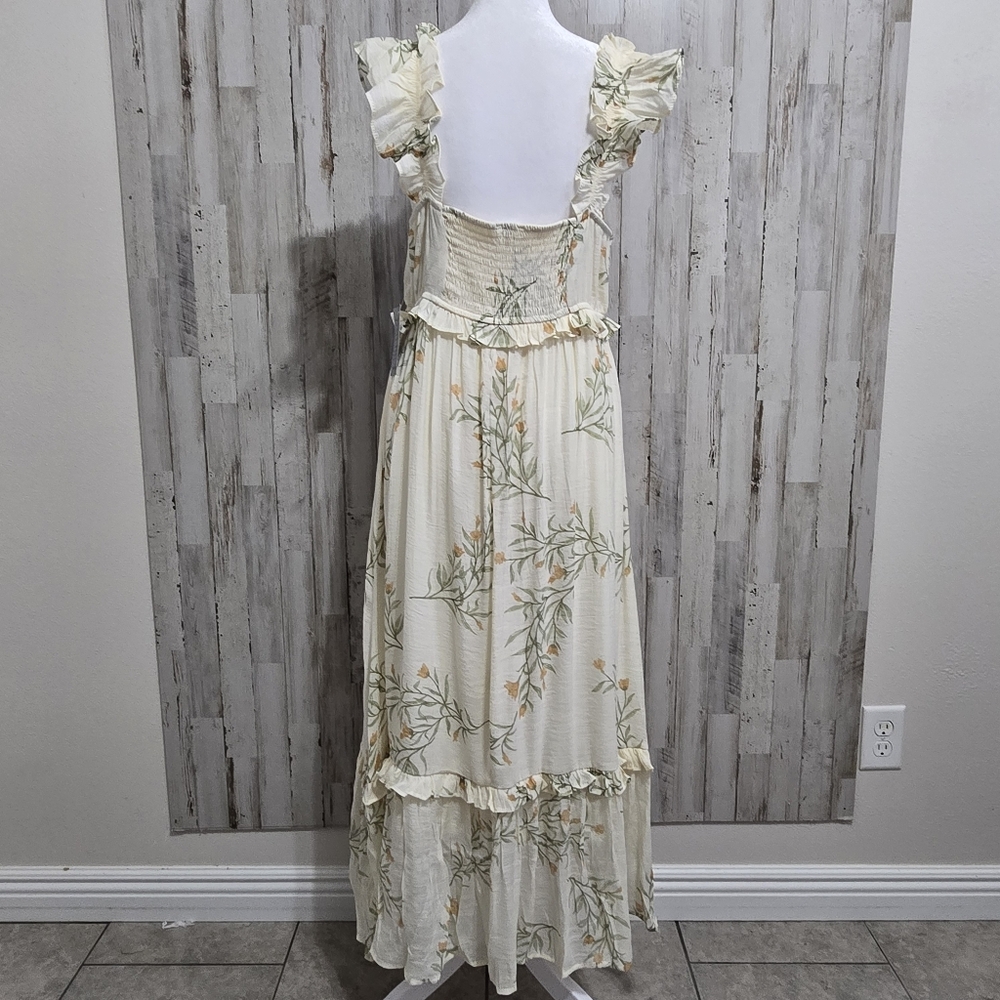 Blu Pepper Ivory Floral Ruffle Tiered Maxi Dress Size Large - Picture 6 of 9